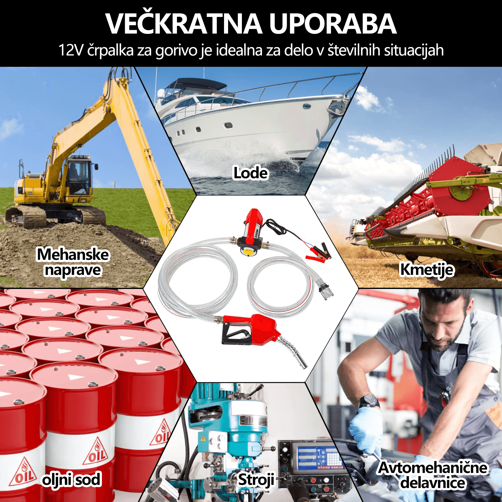 Komplet črpalke za pretakanje goriva iz akumulatorja – komplet električne črpalke za pretakanje goriva 12 GPM